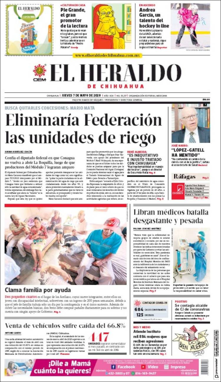 Portada de El Heraldo de Chihuahua (México)