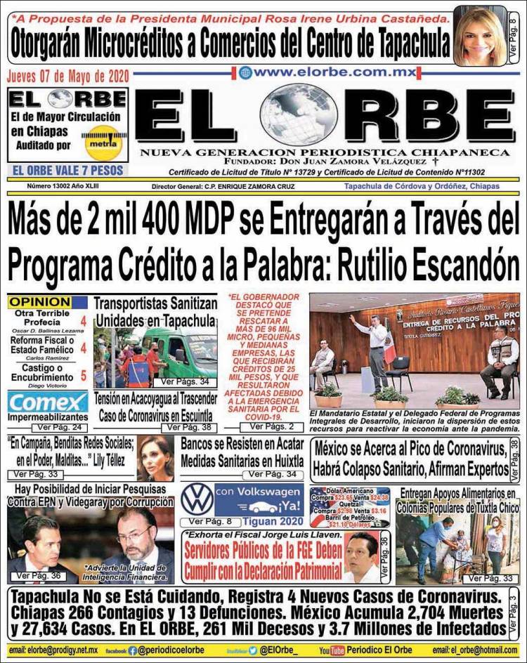 Portada de El Orbe (México)