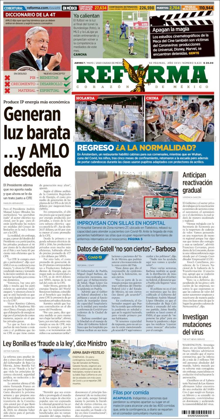 Portada de Reforma (México)