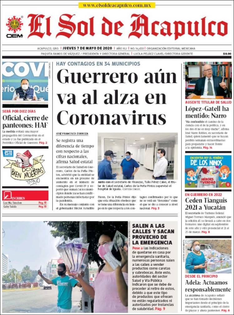 Portada de El Sol de Acapulco (México)