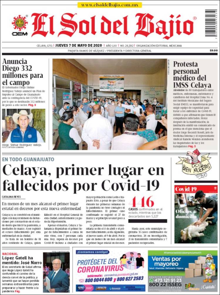 Portada de El Sol del Bajio (México)