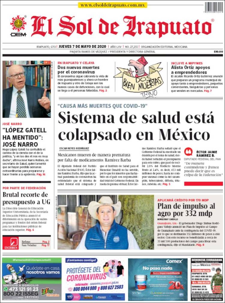 Portada de El Sol de Irapuato (México)