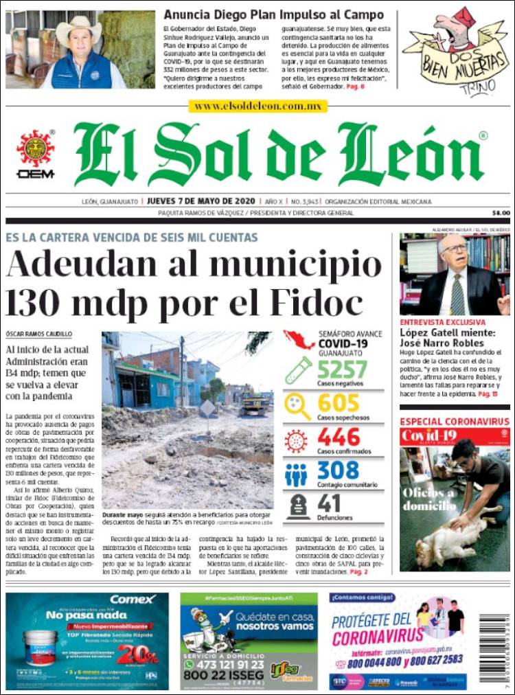Portada de El Sol de León (México)