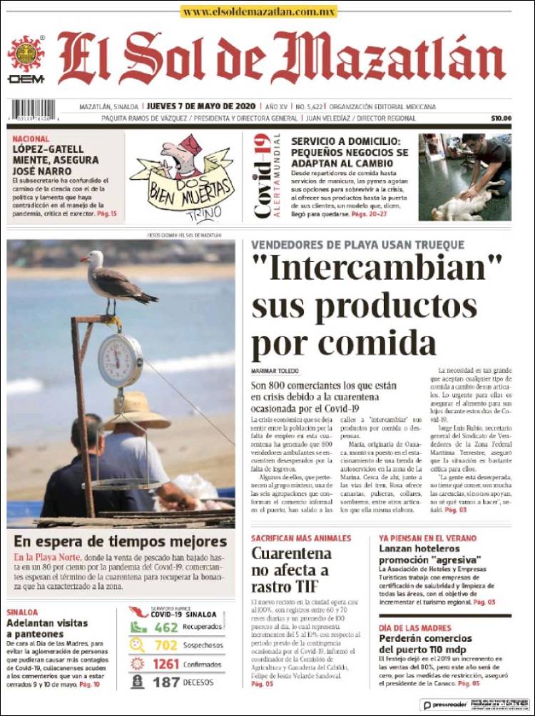 Portada de El Sol de Mazatlán (México)