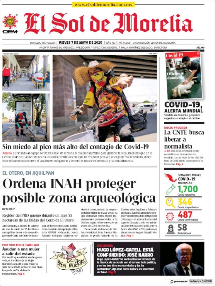 Portada de El Sol de Morelia (México)