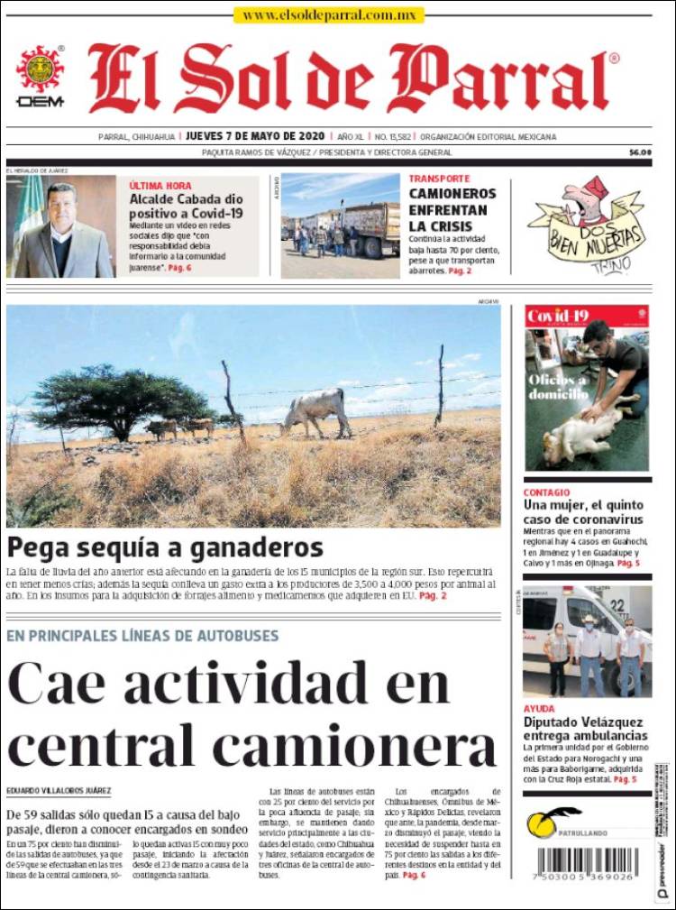 Portada de El Sol de Parral (México)