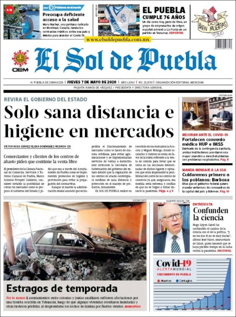 Portada de El Sol de Puebla (México)