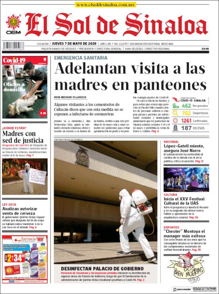 Portada de El Sol de Sinaloa (México)