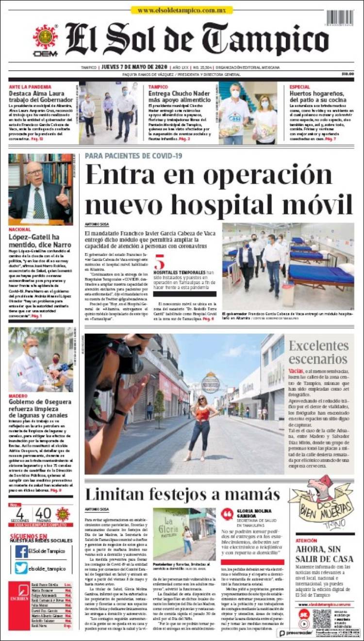 Portada de El Sol de Tampico (México)