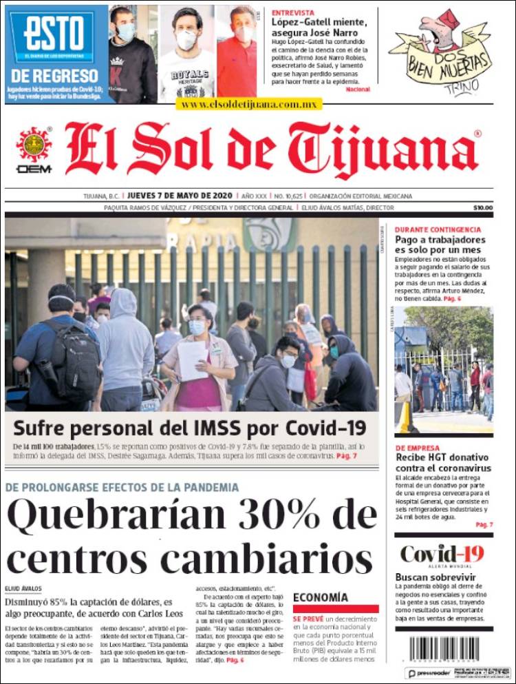 Portada de El Sol de Tijuana (México)