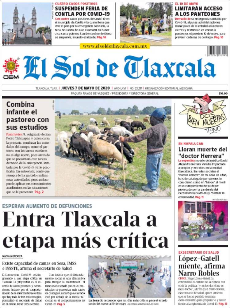 Portada de El Sol de Tlaxcala (México)