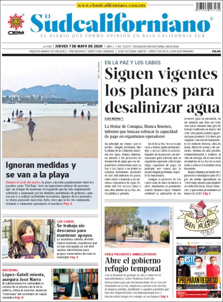 Portada de El Sudcaliforniano (México)