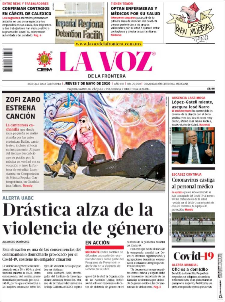 Portada de La Voz de la Frontera (México)