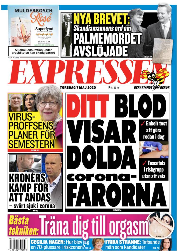 Portada de Expressen (Suecia)