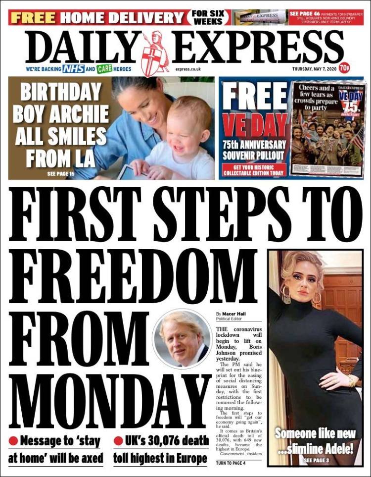 Portada de Daily Express (Reino Unido)