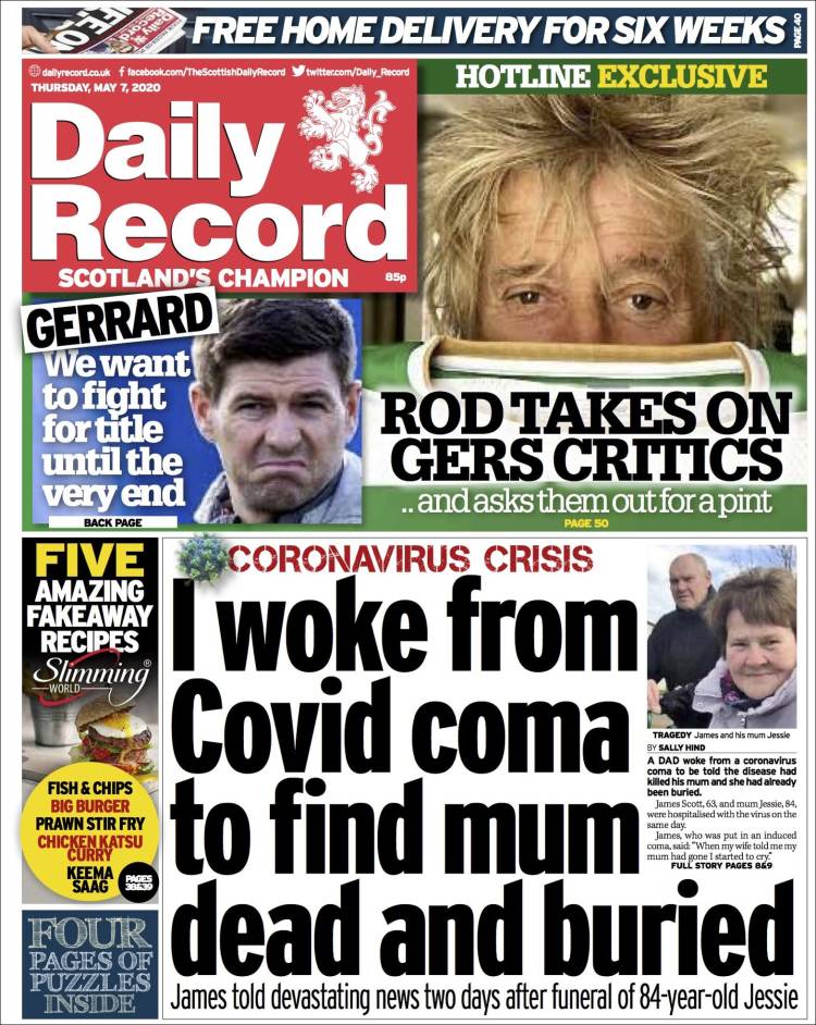 Portada de Daily Record (Reino Unido)