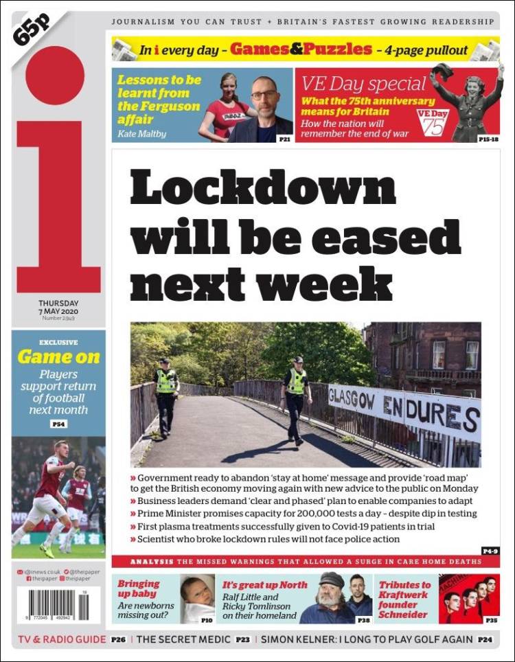 Portada de The i (Reino Unido)