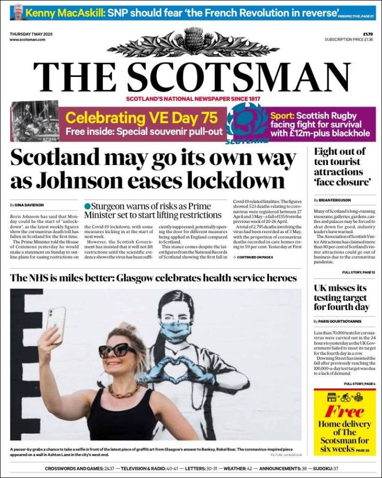 Portada de The Scotsman (Reino Unido)