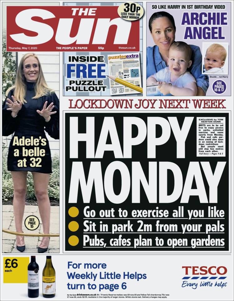 Portada de The Sun (Reino Unido)