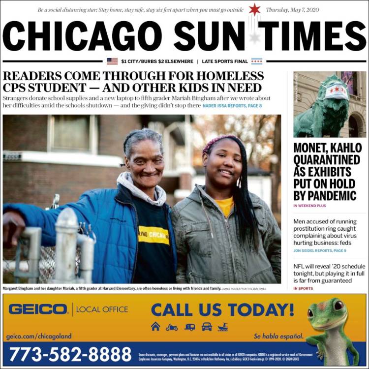 Portada de Chicago Sun-Times (USA)