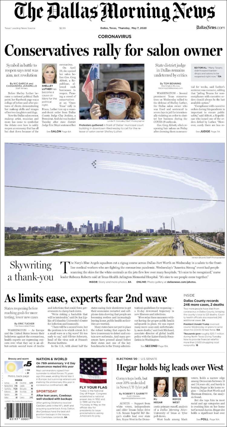 Portada de Dallas Morning News (USA)