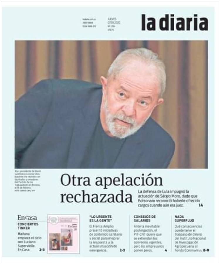 Portada de La Diaria (Uruguay)