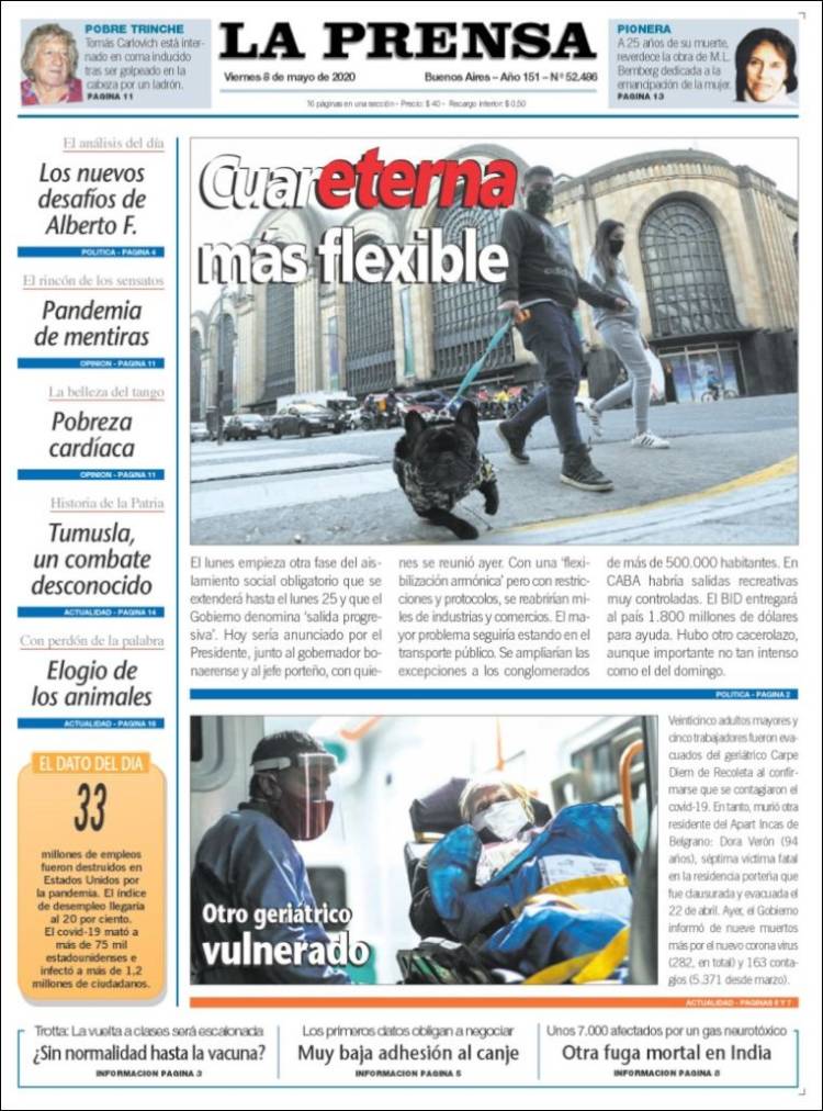 Portada de La Prensa (Argentina)