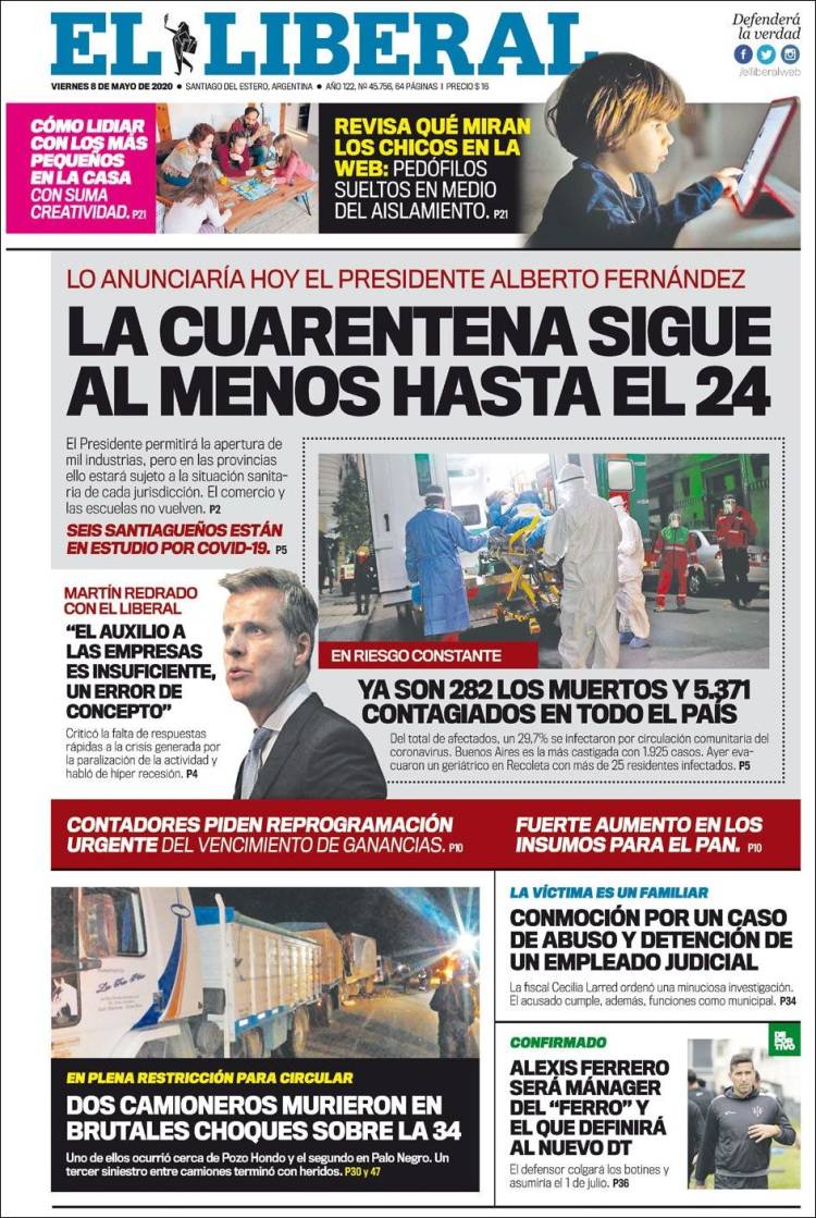 Portada de Diario El Liberal (Argentina)