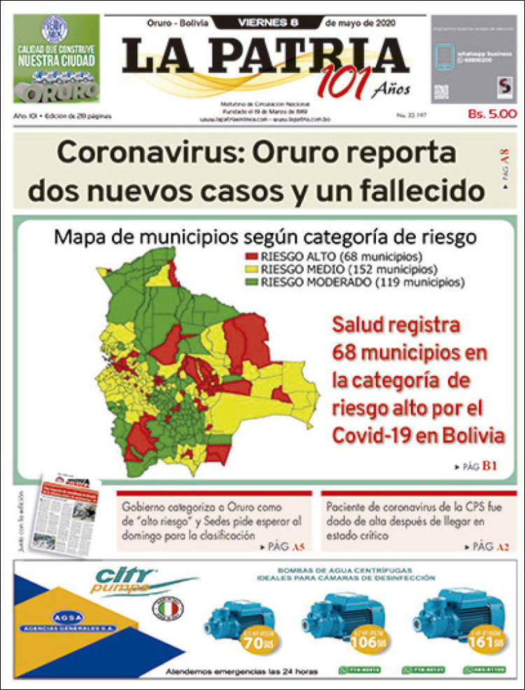 Portada de La Patria (Bolivia)