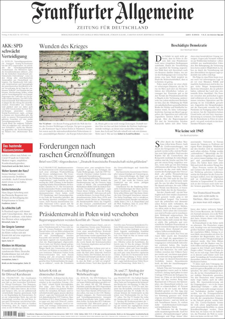 Portada de Frankfurter Allgemeine (Alemania)