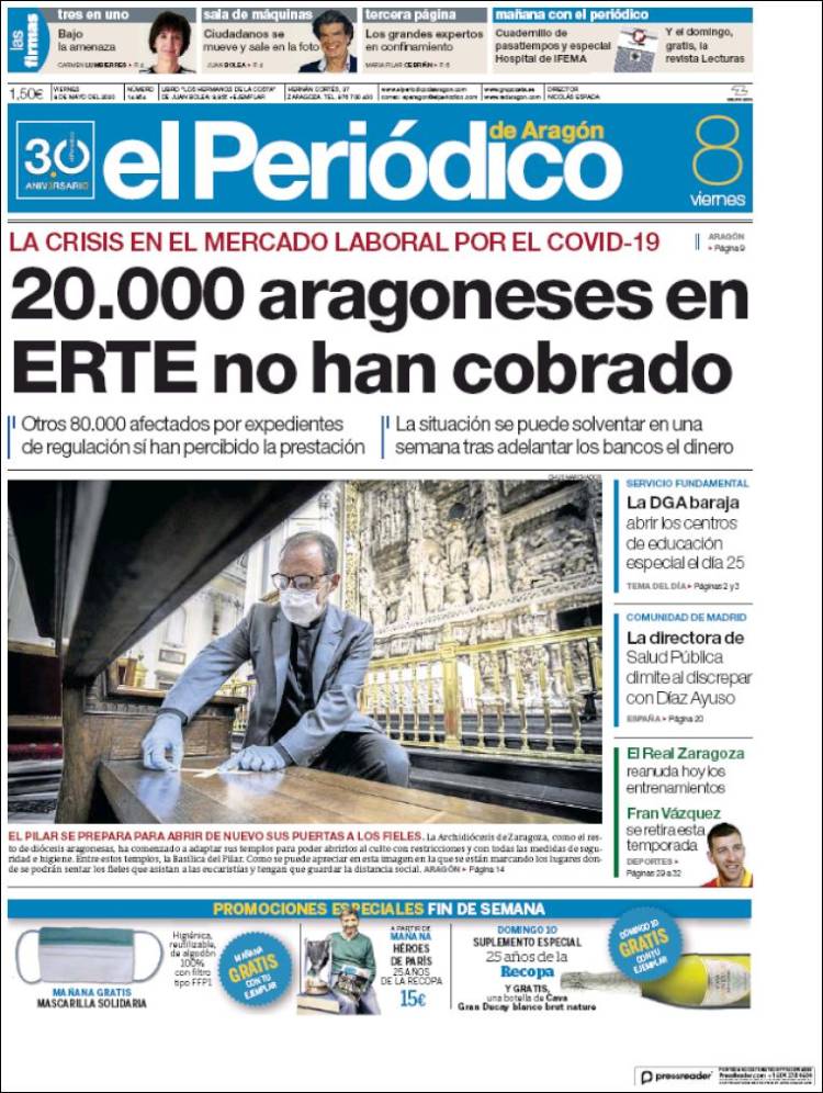 Portada de El Periódico de Aragón (Espa&ntilde;a)