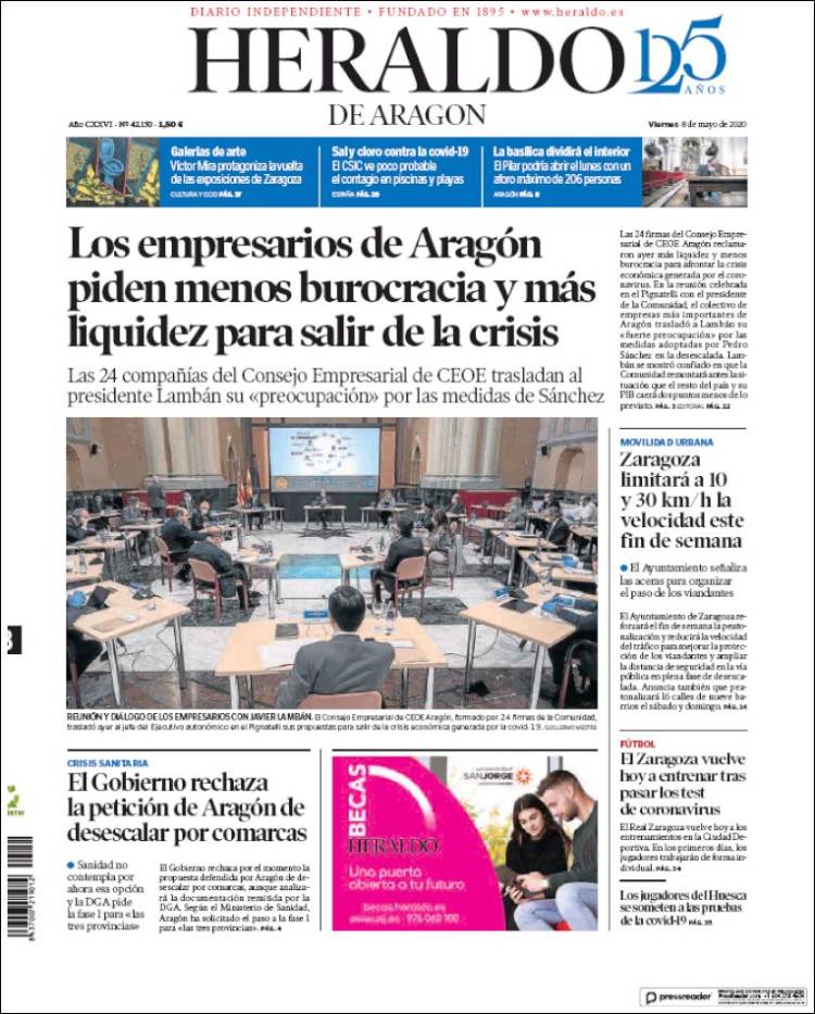 Portada de Heraldo de Aragón (Espa&ntilde;a)