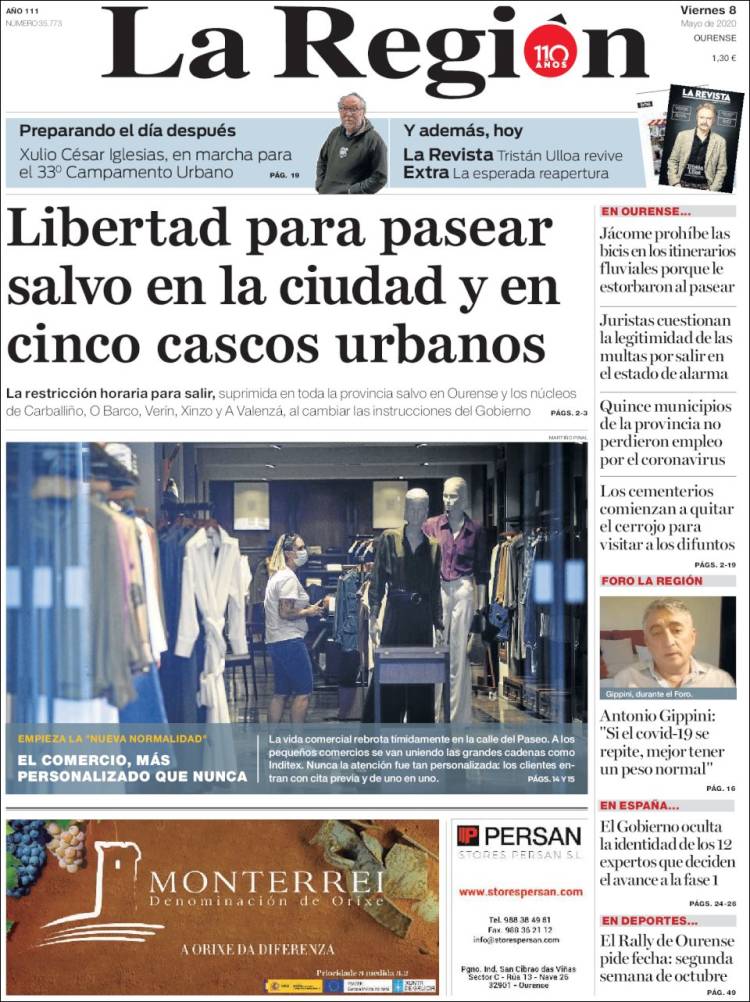 Portada de La Región de Ourense (Espa&ntilde;a)