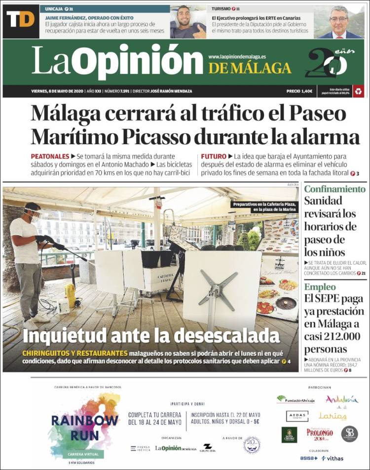 Portada de La Opinión de Málaga (Espa&ntilde;a)