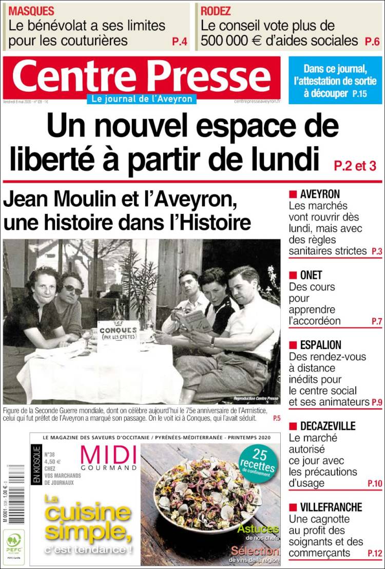 Portada de Centre Presse (Francia)