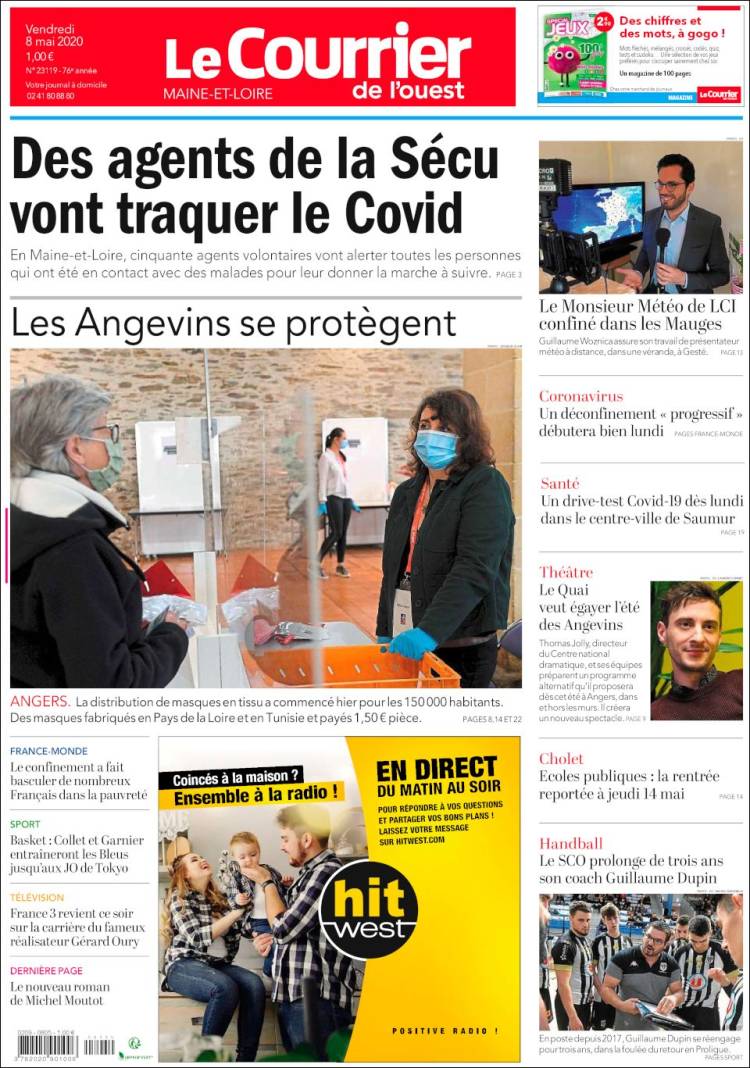 Portada de Le Courrier de l'Ouest (Francia)