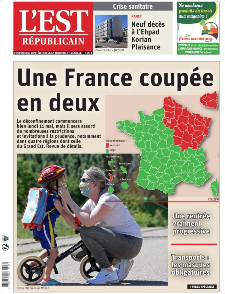 Portada de L'Est Republicain (Francia)