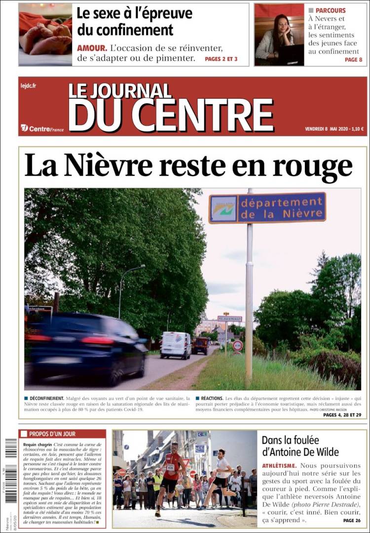 Portada de Le Journal du Centre (Francia)