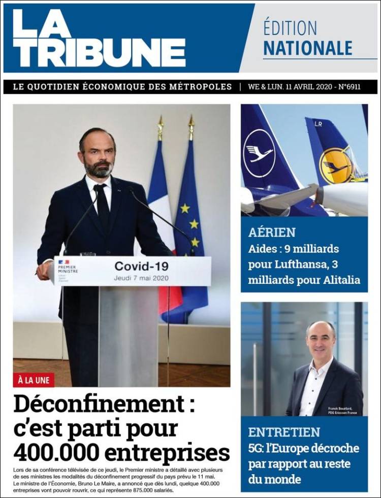 Portada de La Tribune (Francia)