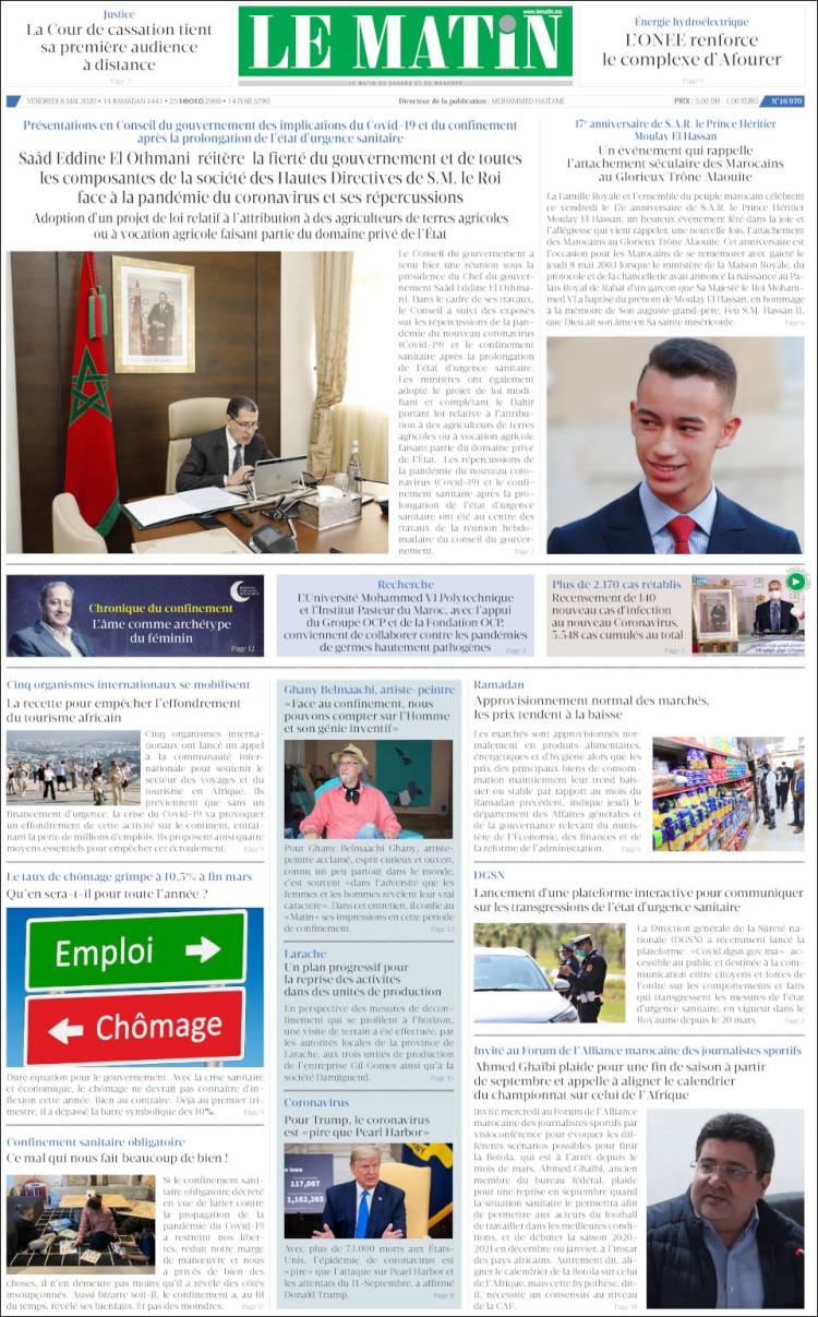 Portada de Le Matin (Marruecos)