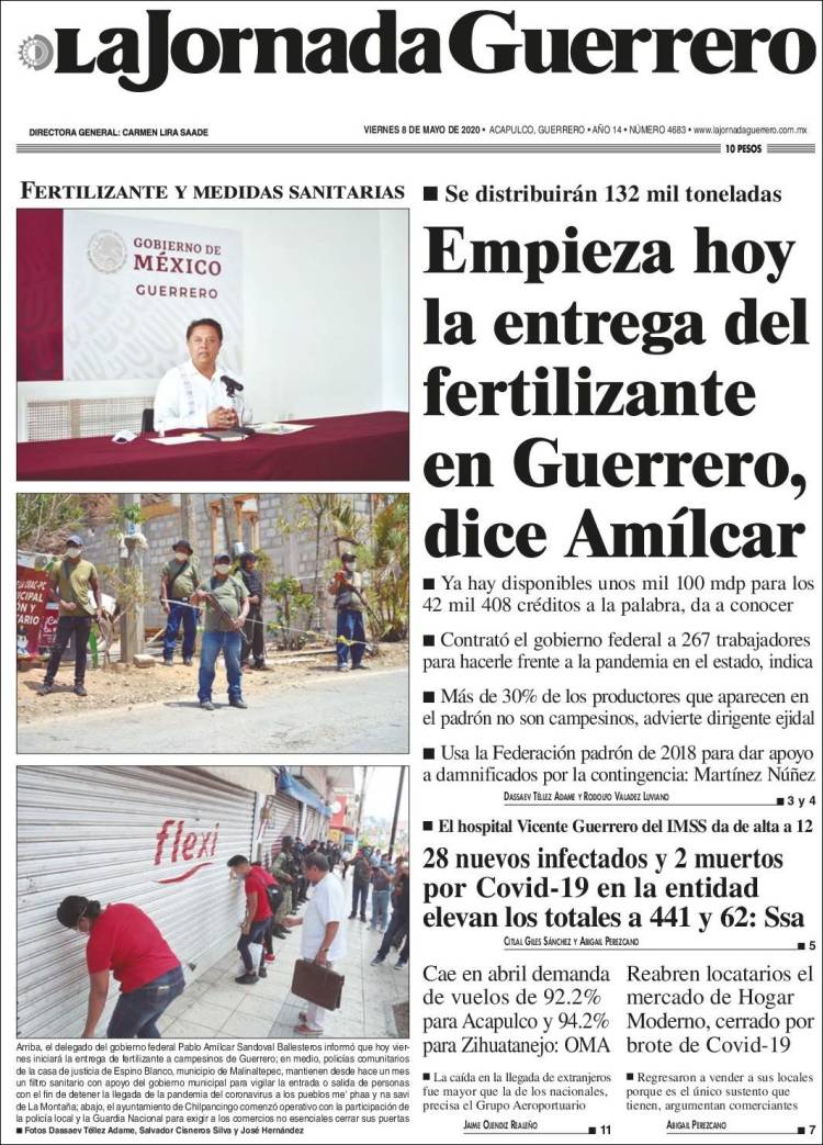 Portada de La Jornada de Guerrero (México)