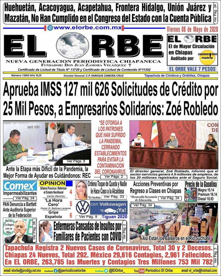 Portada de El Orbe (México)