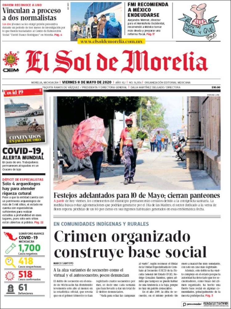 Portada de El Sol de Morelia (México)