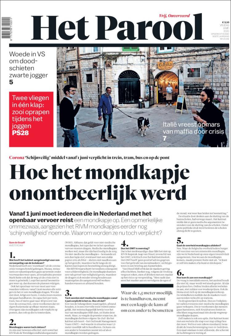 Portada de Het Parool (Pa&iacute;ses Bajos)