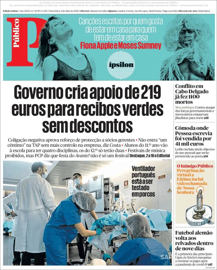 Portada de Público (Portugal)