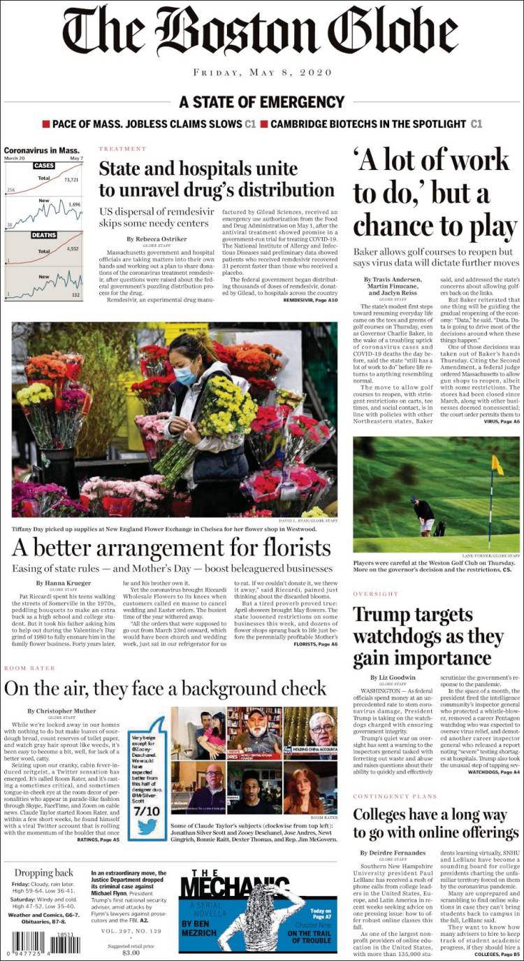 Portada de Boston Globe (USA)