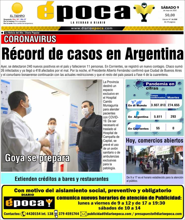 Portada de Diario Época (Argentina)