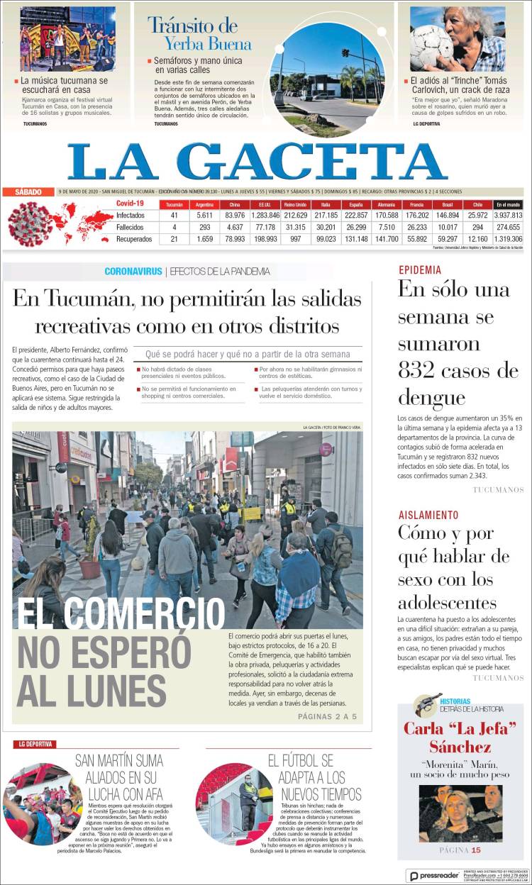 Portada de La Gaceta (Argentina)
