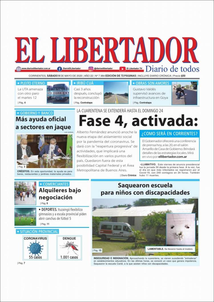 Portada de Diario El Libertador (Argentina)