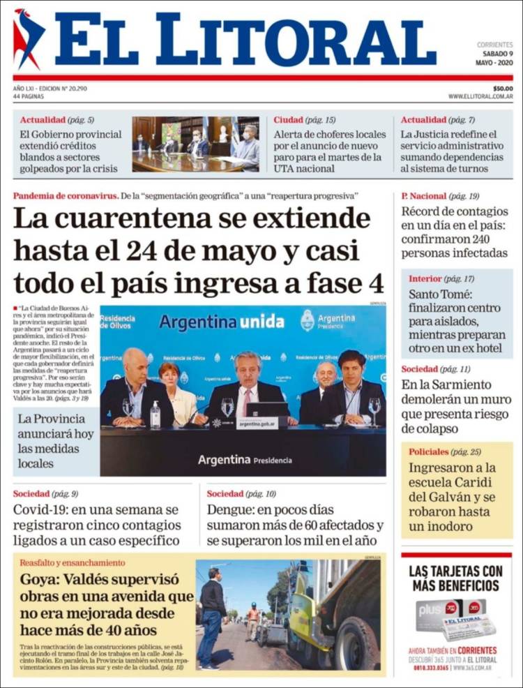 Portada de El Litoral Corrientes (Argentina)